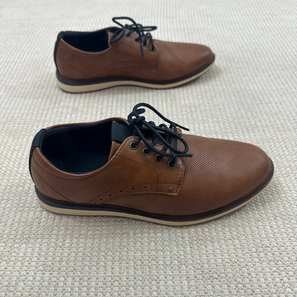 Nordstrom Nodorian-PU Boys Brown Perforated Lace Up Dress Shoes Size 5M